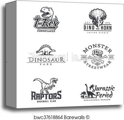 Dino Logo - Dino logo set. Dinosaur logotype. Raptor sport mascot design. Vector T-rex  label template. Jurassic period illustration. Dino park insignia concept.  ...
