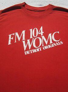 WOMC Logo - Details About Soft Vintage FM104 WOMC Detroit Originals MEDIUM T SHIRT
