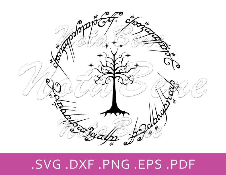 Lotr Logo - The Lord of the Rings White Tree of Gondor Sauron Ring LOTR Logo SVG Files  for Cricut Silhouette Vector Svg Cameo Cricut Laser Cut SVG