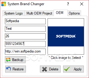 Softpedia Logo - Download System Brand Changer 1.0.2.2