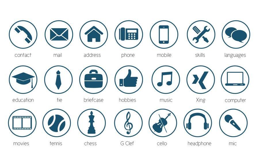 Hobbies Logo - 20 modern Icons for personal CV / Resume | Icon or button contest