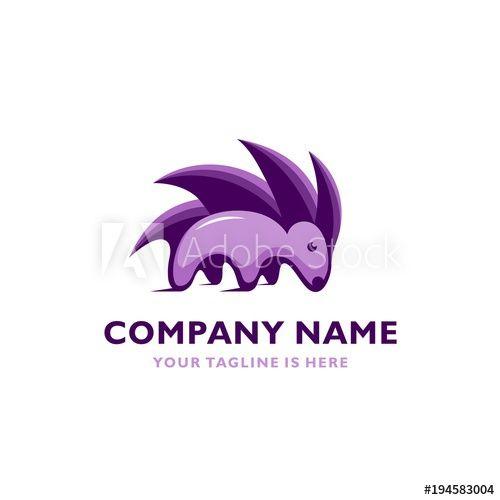 Porcupine Logo - CUTE PORCUPINE SYMBOL VECTOR ICON LOGO TEMPLATE this stock