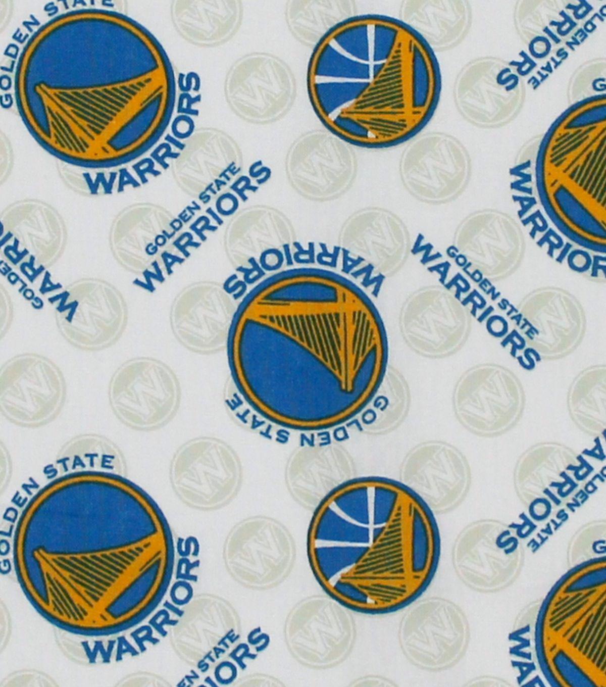Worriors Logo - Golden State Warriors Cotton Fabric -Tossed Logo