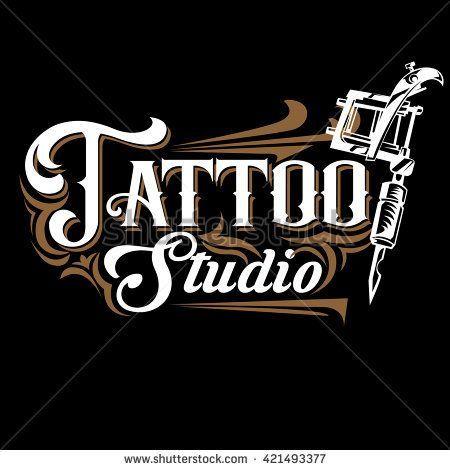Tattoos Logo - Vector tattoo studio logo templates on black background. Cool retro ...