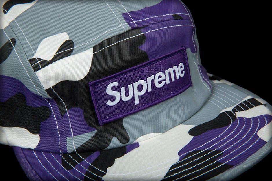 Purple Camo Supreme Logo - SUPREME CAMP CAP - Headwear - Supreme - Apparel