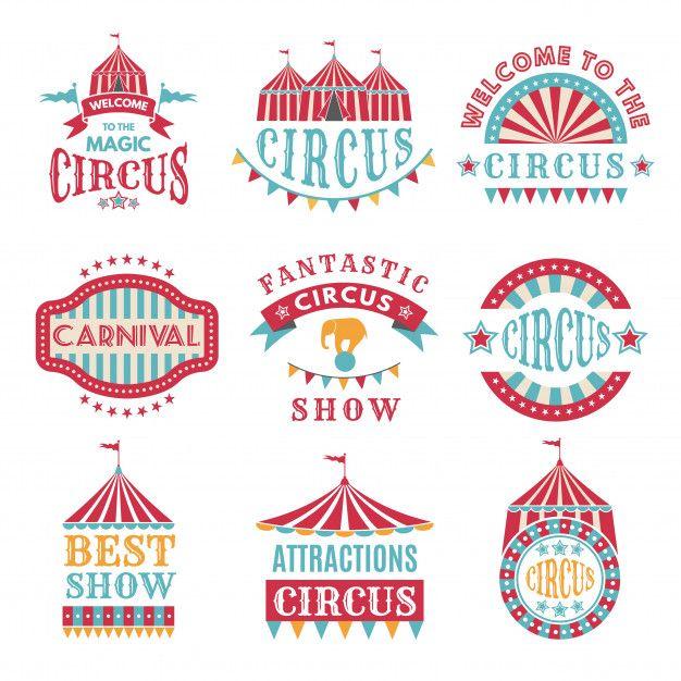 Or Logo - Retro badges or logo set for carnival and circus Vector. Premium