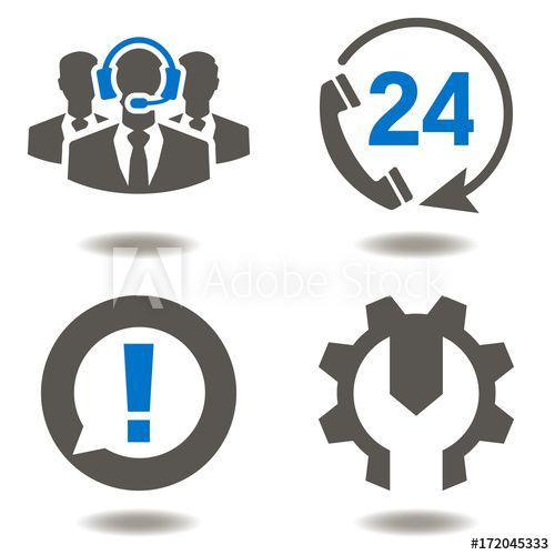 Maintenance Logo - Call Centre Support Services Icon Set Vector. Assistance