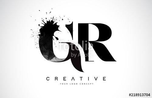 Gr Logo - GR G R Letter Logo Design with Black Ink Watercolor Splash Spill ...