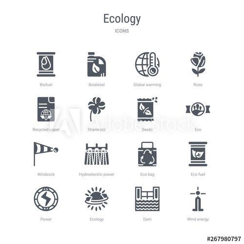 Windsock Logo - set of 16 vector icons such as wind energy, dam, ecology, power, eco ...