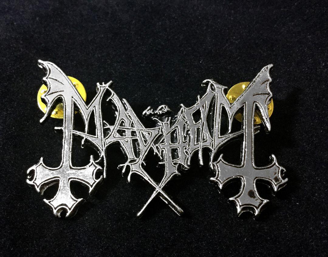 Mayhem Logo - Mayhem 2 Metal Badge Pin