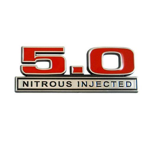 Nitrous Logo - NOS Nitrous Injected 5.0 Liter Engine Logo Emblem with Red & Chrome Trim