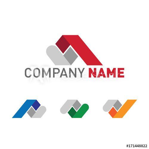 Green and Red Company Logo - Company logo set with placeholder text in red, yellow, blue and ...