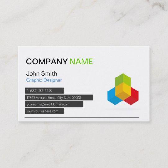 Yellow and Blue Company Logo - 4 Colours Green Blue Yellow Red - Modern Cube Logo Business Card ...