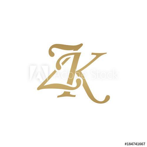 Zk Logo - Initial letter ZK, overlapping elegant monogram logo, luxury golden