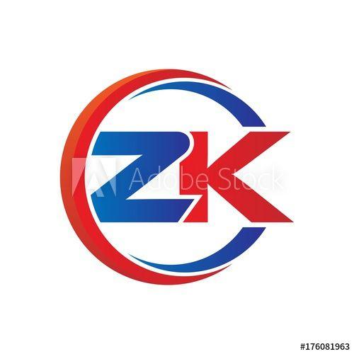 Zk Logo - zk logo vector modern initial swoosh circle blue and red this