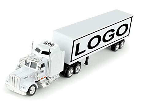 Diecast Logo - Shop72 Personalized This Diecast White NewRay 1:43 Kenworth W900 Truck with Logo or Name for Promotional Use