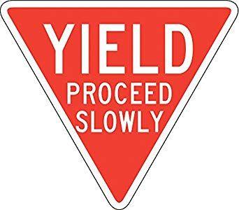 Red with White Triangles Inside Logo - Brady 124612 Traffic Control Sign, LegendYield Proceed Slowly, 18