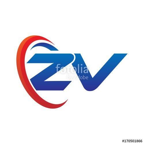 ZV Logo - modern dynamic vector initial letters logo zv with circle swoosh red ...