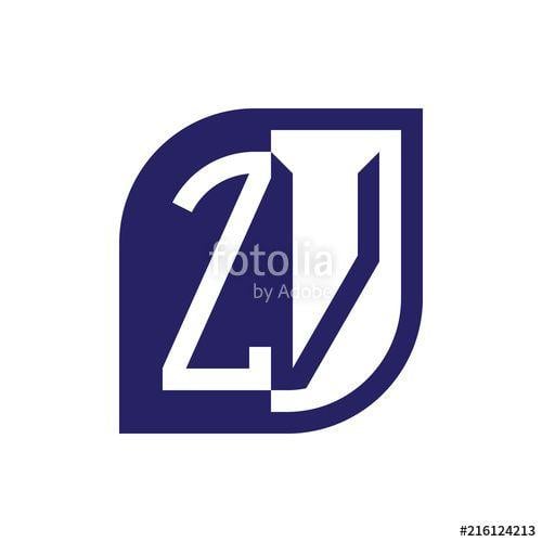 ZV Logo - ZV initial letter emblem logo negative space Stock image