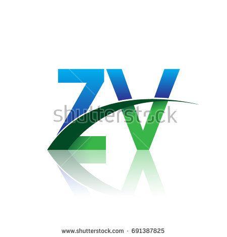 ZV Logo - initial letter ZV logotype company name colored blue and green ...