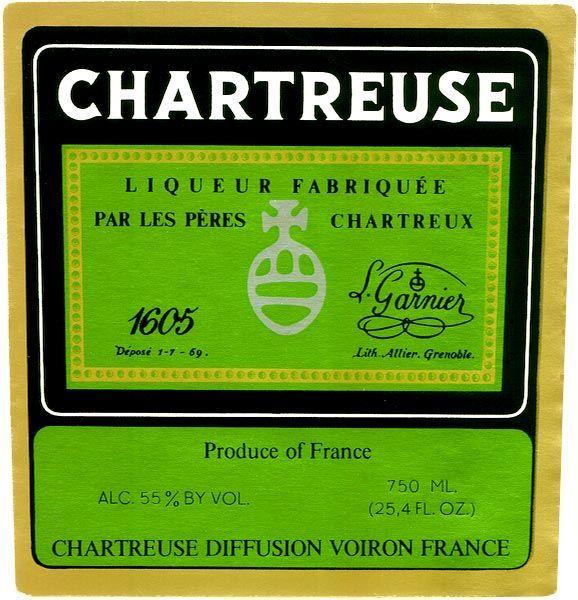 Chartreuse Logo - green chartreuse label 55°.Mix with pineapple juice and serve
