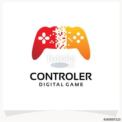 Joystick Logo - Pixel Game Logo. Digital Joystick Logo Design Template Inspiration