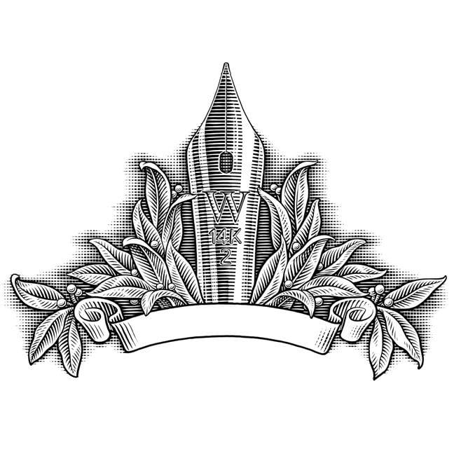 Engraving Logo - engraving motley pen nib logo
