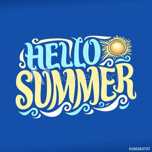 Summertime Logo - Vector poster for Summer season, lettering typography for ...