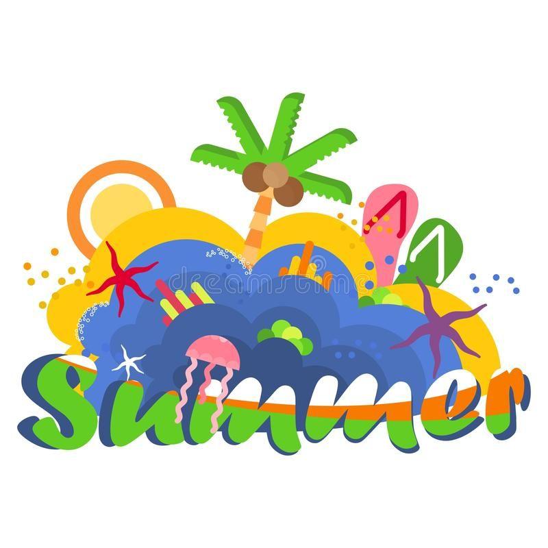Summertime Logo - bright-summer-logo-summertime-traveling-template-beach-accessories ...