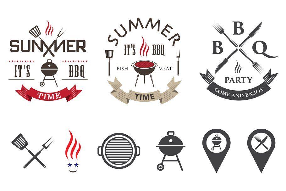 BBQ Logo - Barbecue logo set