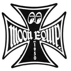 Pinstriping Logo - Moon Equipped Iron Cross Logo Sticker - Black / MOONEYES - Spinoffs ...