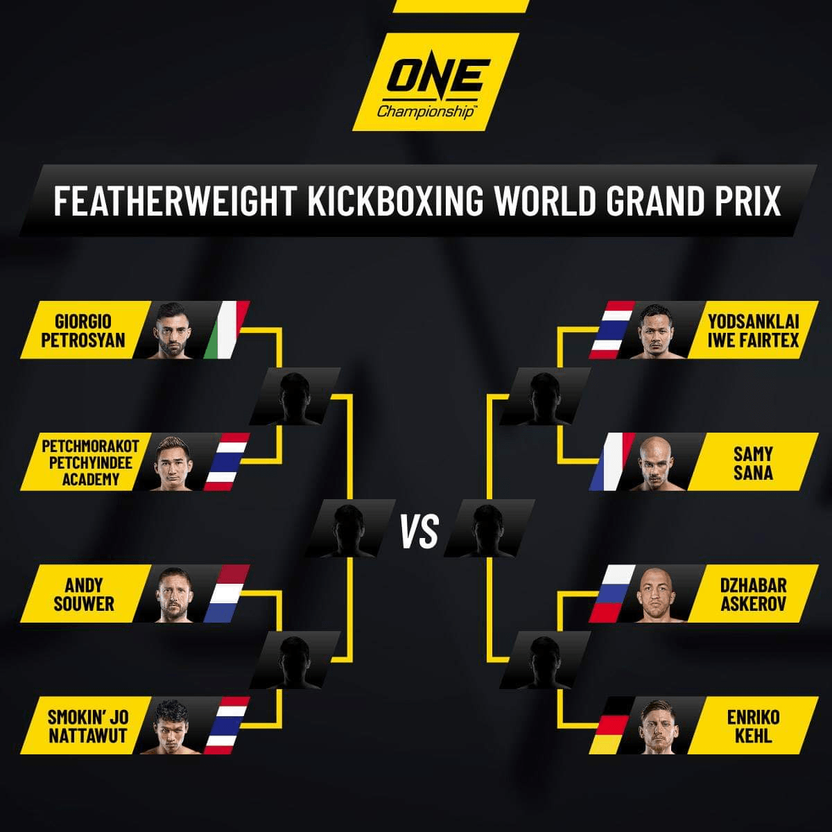 Onefc Logo - OneFC Featherweight Kickboxing World Grand Prix Tournament Brackets ...