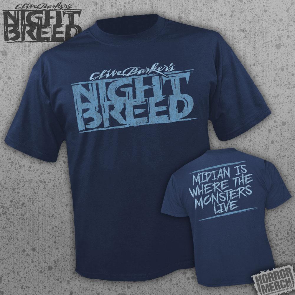 Nightbreed Logo - Nightbreed - Logo/Midian Is Where The Monsters Live (Navy) [Guys Shirt] -  HORRORMERCH EXCLUSIVE -