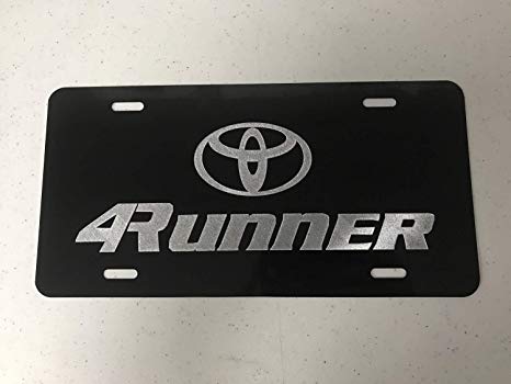4Runner Logo - Diamond Etched Toyota 4Runner Logo Car Tag on Black
