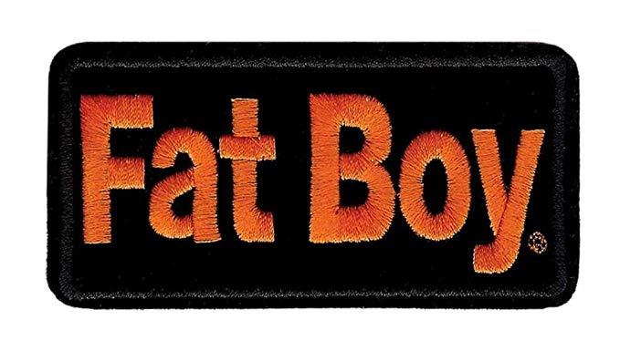 Fatboy Logo - Harley Davidson FatBoy Emblem, Small Size Patch, Black & Orange EMB066643