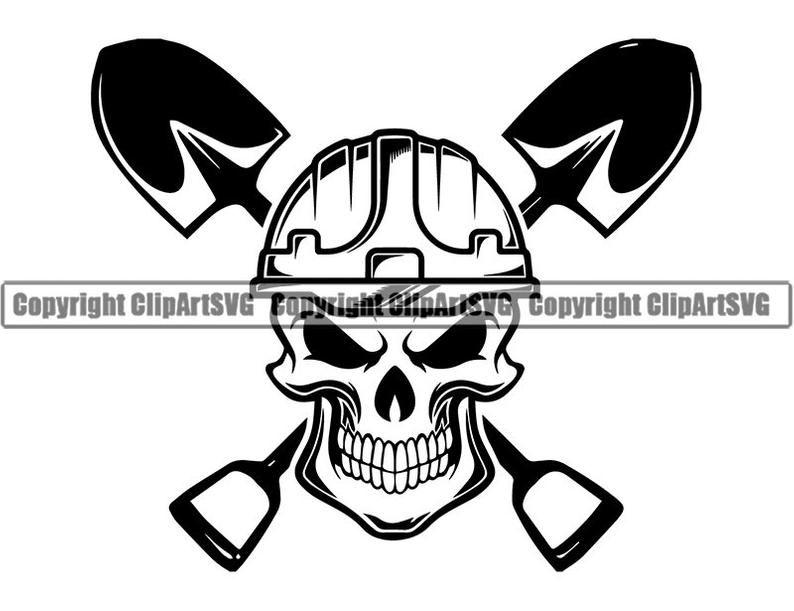 Shovel Logo - Construction Logo #60 Skull Shovel Toolbox Handyman Work Worker Hat Plumber  Build Fix Repair Shop .SVG .EPS PNG Vector Cricut Cut Cutting