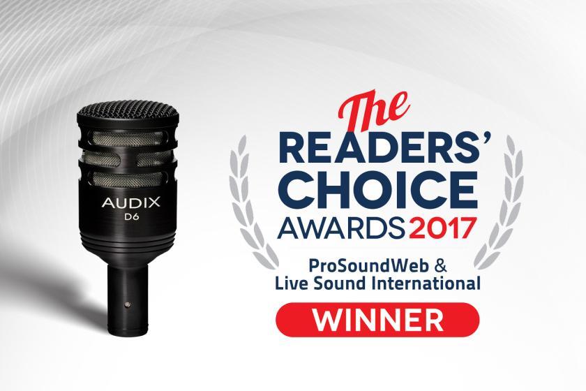 Audix Logo - Audix Receives 2017 Reader's Choice Award for D6 Dynamic Drum Microphone