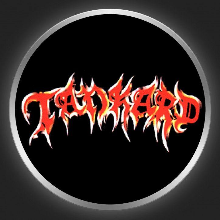 Tankard Logo - TANKARD - Red Logo On Black Button