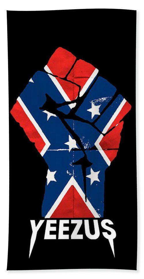 Confederate Logo - Kanye West Yeezus Tour Confederate Flag Fist Logo Bath Sheet