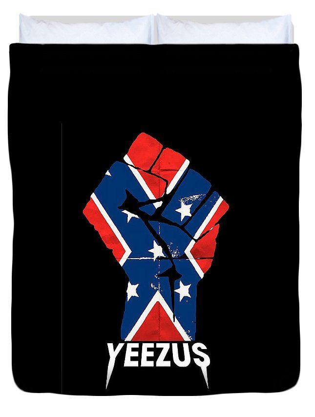 Confederate Logo - Kanye West Yeezus Tour Confederate Flag Fist Logo Duvet Cover
