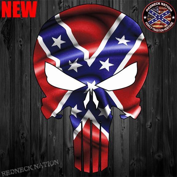 Confederate Logo - Confederate Punisher Skull Sticker