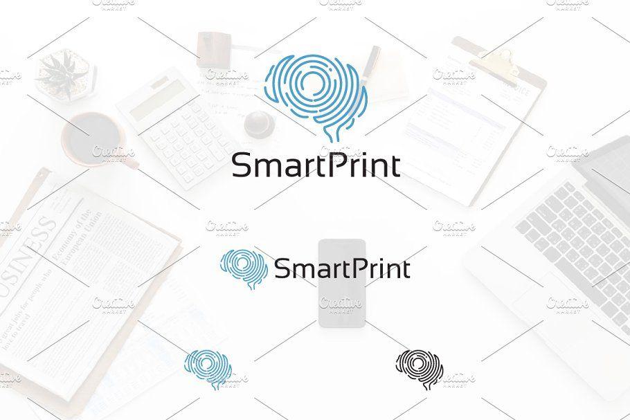 Sanner Logo - Smart Fingerprint Scanner Brain Logo