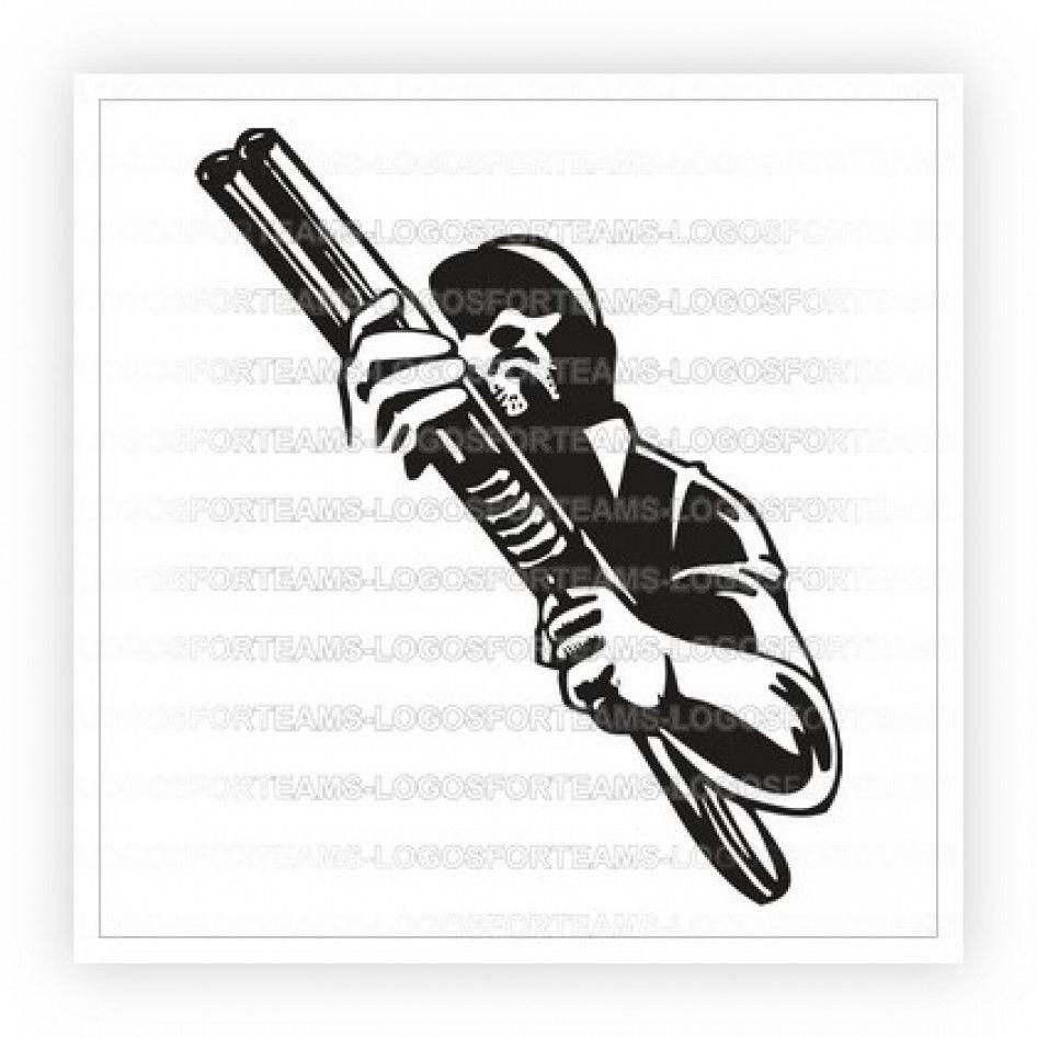 Shotgun Logo - Sports Logo Part of Black White Man Holding Double Barreled Shotgun