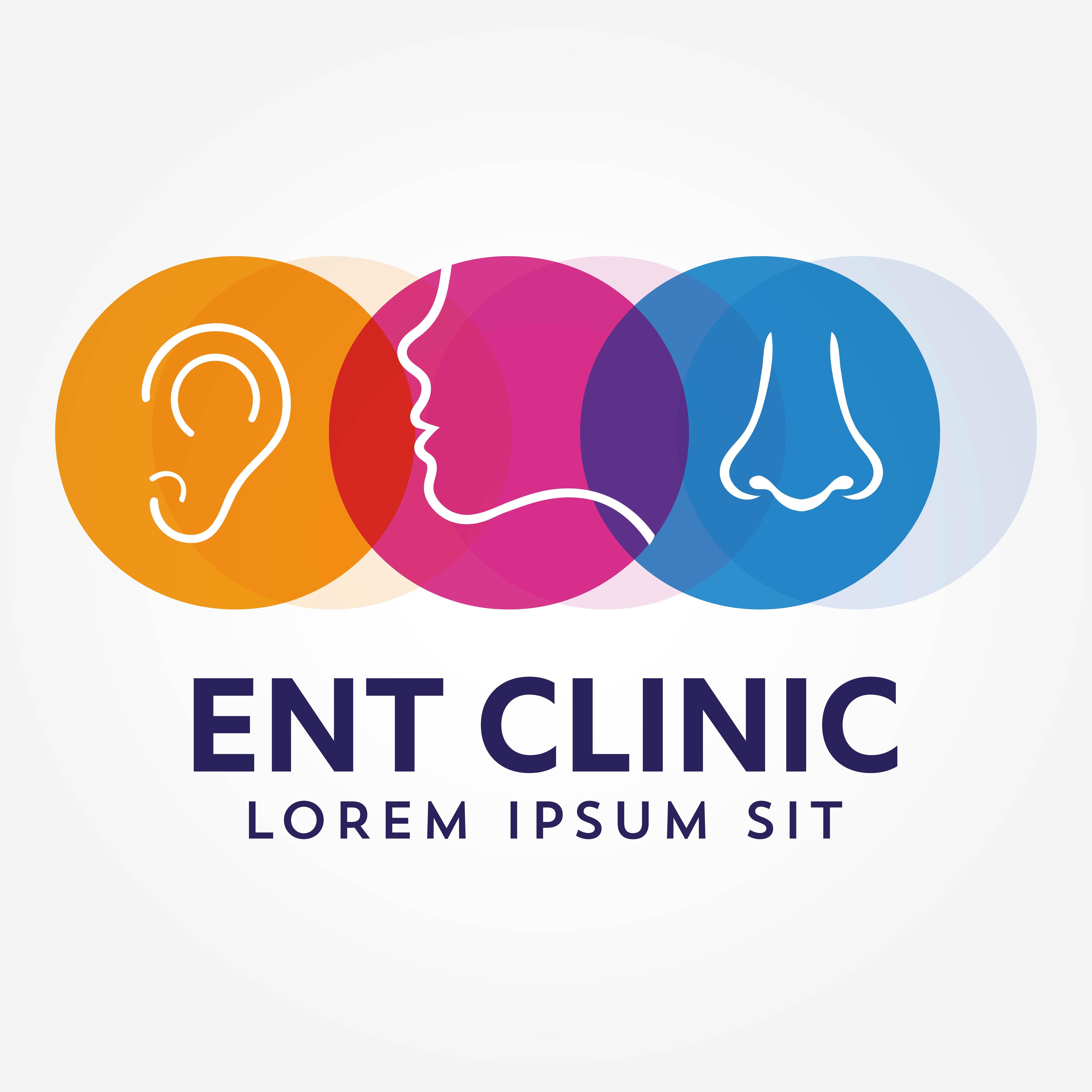 Nose Logo - ENT logo template. Head for ear, nose, throat doctor specialists