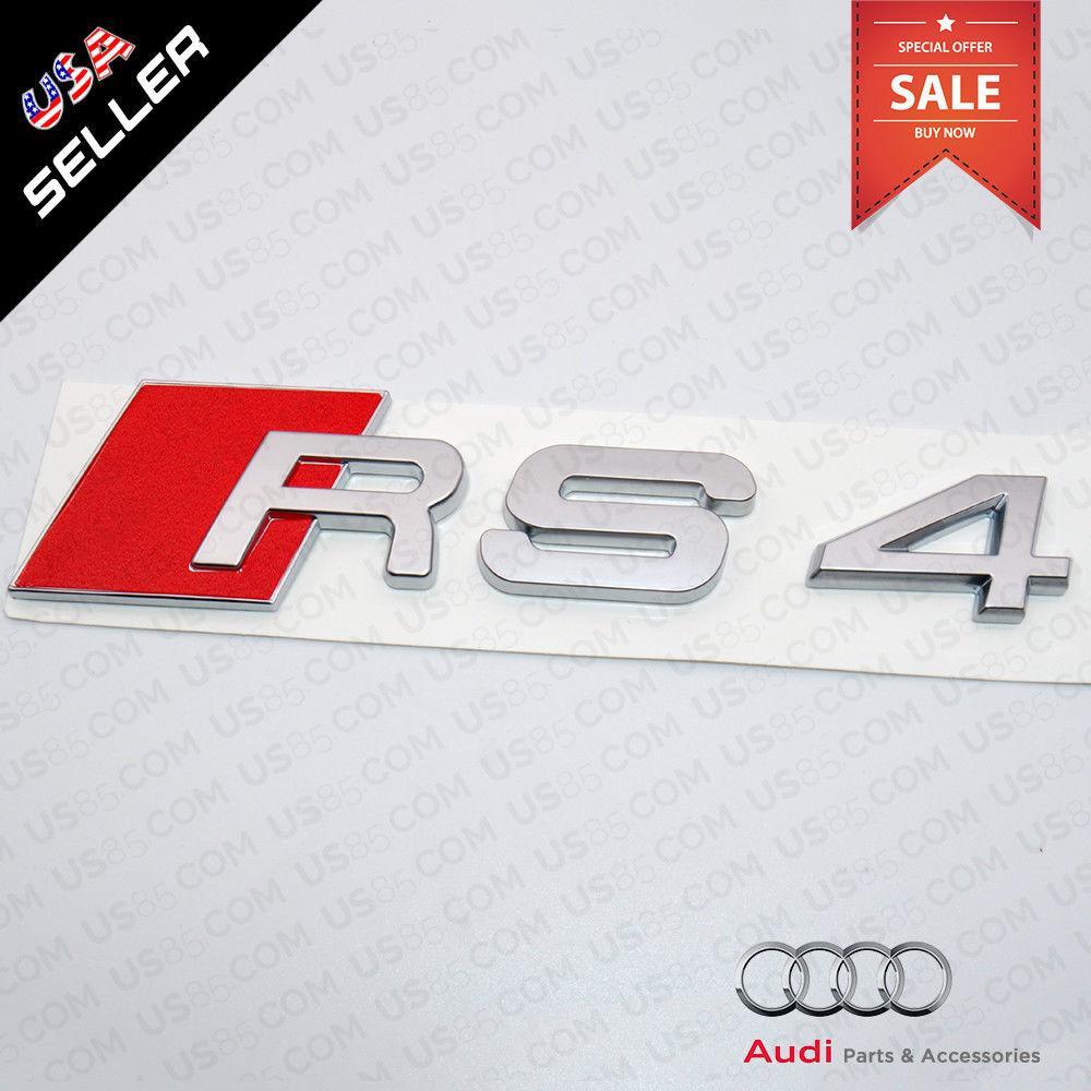 RS4 Logo - ABS Nameplate Audi RS4 Silver Emblem 3D Trunk Logo Emblem Badge Decoration