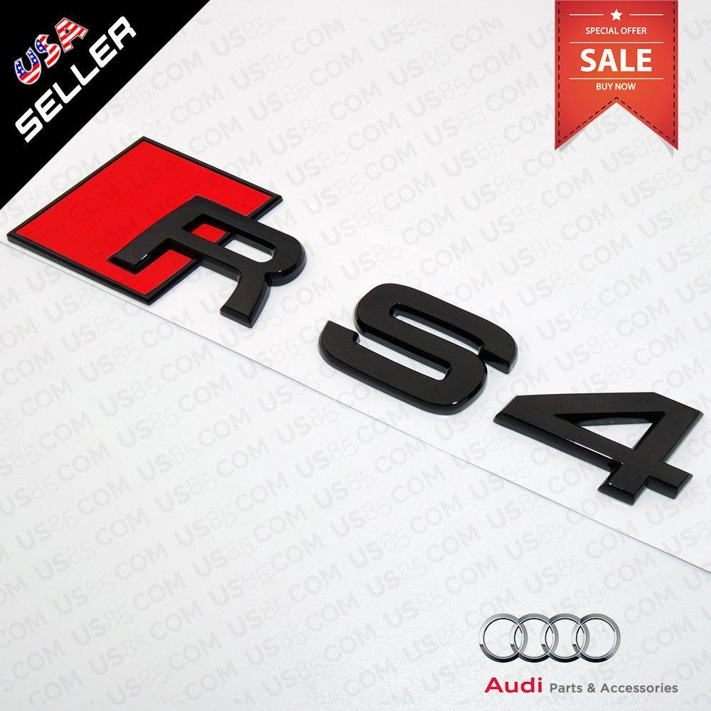 RS4 Logo - ABS Nameplate Audi RS4 Gloss Black Emblem 3D Trunk Logo Emblem Badge  Decoration