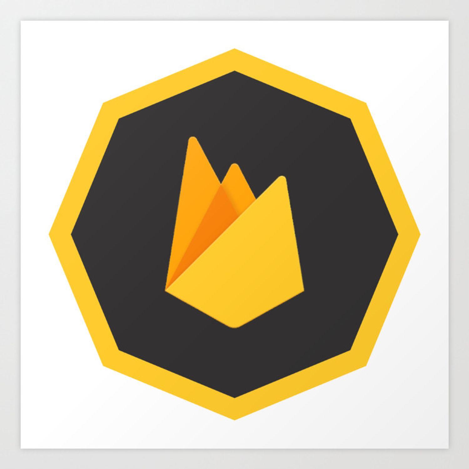 Firebase Logo - firebase Logo yellow dark grey no sql database developer Art Print