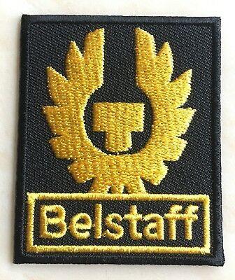 Belstaff Logo - BELSTAFF LOGO PATCH Embroidered Iron on Badge (Black + Gold) Aufnäher 60mm  NEW