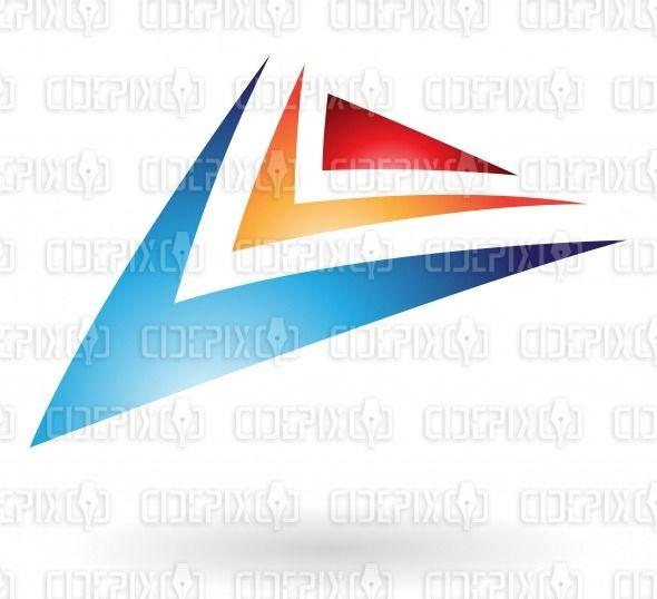 Blue and Red Triangle Logo - abstract blue, red and orange flying arrows and triangle logo icon