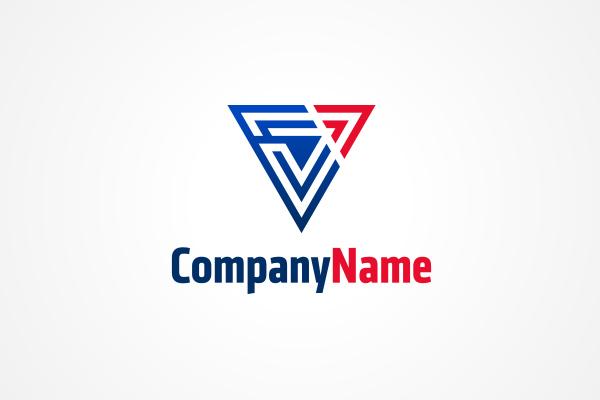 Blue with a Red Triangle Logo - Free Logo: V Triangle Logo